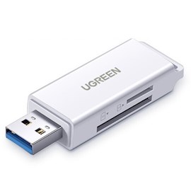ბარათის წამკითხველი UGREEN CM104 (40751) USB 3.0 to TF / SD Card Reader, White
